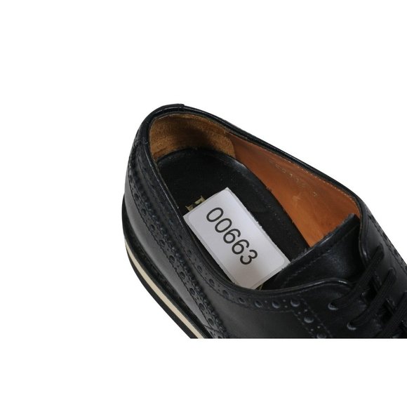 Prada Mens Derby Medallion Wingtip Platform Brogues US8 P7 Black Leather Shoes main image 5